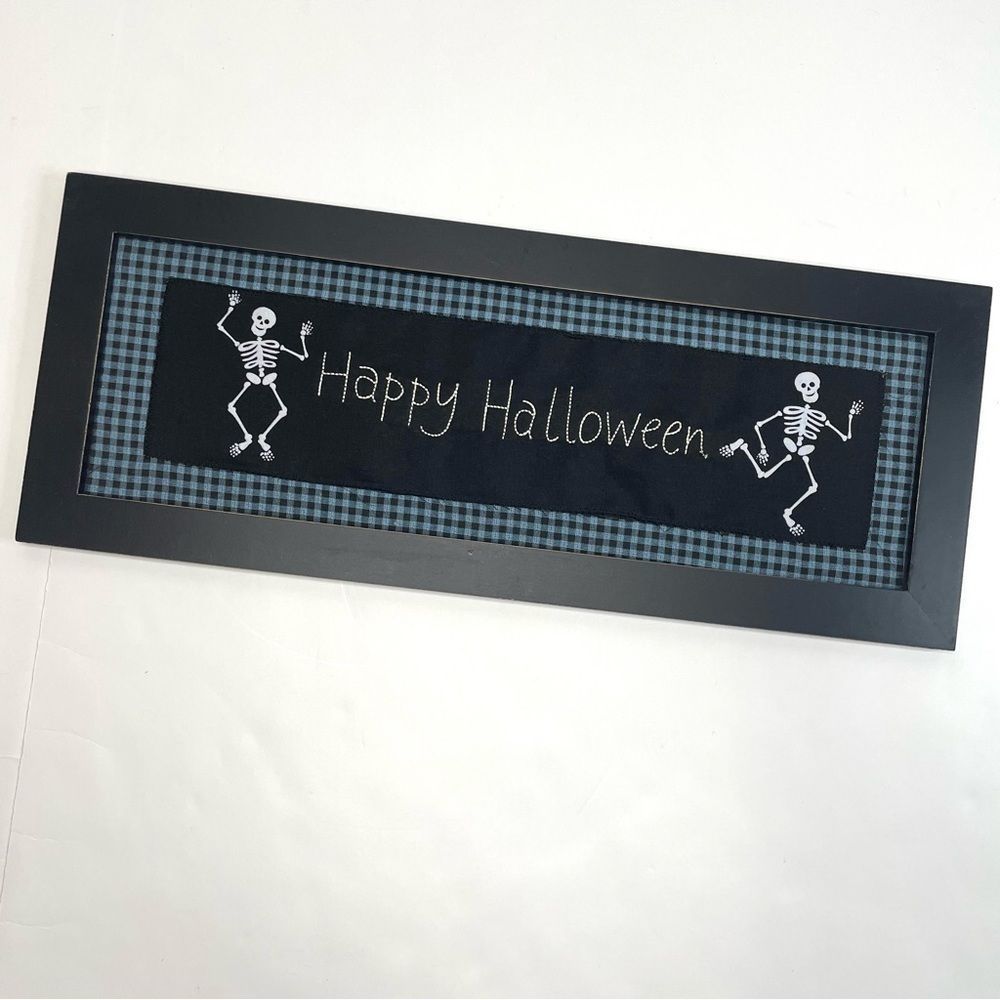 Folk Art Skeleton Halloween  Framed Wall Decor